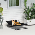PawHut Raised Outdoor Dog Bed with Headrest for Small and Medium Dogs, 91 x 69 x 29 cm, Black