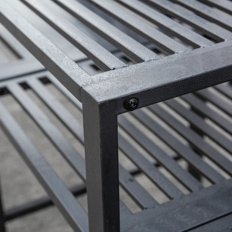 Modern 2-Seater Garden Bench with Table and Umbrella Hole Outdoor Furniture 165x56x85.5cm Black - Borge' Group Limited