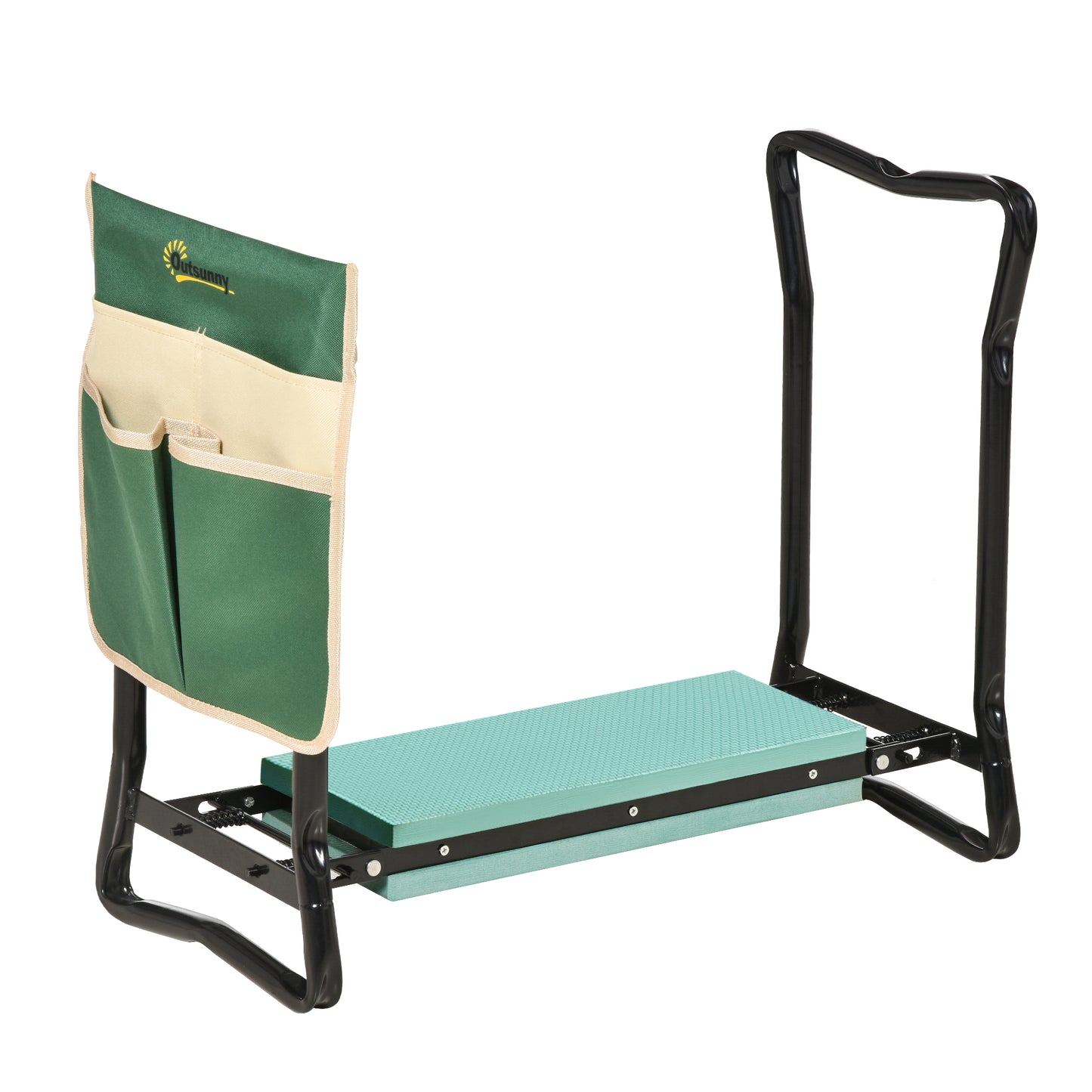 2 in 1 Folding Garden Kneeler Bench with EVA Cushions and Storage Bag, Green and Black