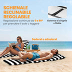 Outsunny Set of 2 Beach Chairs with Padded Headrest, Metal and Oxford Fabric, 146x50x2 cm, Grey and White