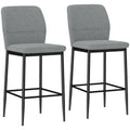 Set of 2 Modern Velvet Bar Stools with Footrest and Backrest, 41x52x97 cm, Grey