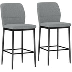 Set of 2 Modern Velvet Bar Stools with Footrest and Backrest, 41x52x97 cm, Grey
