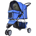 Folding Dog Stroller for Small Dogs, Dog Pushchair with Braked Wheels, Cup Holder, Storage Basket and Removable and Washable Padding, for Pets up to 10 kg, Blue