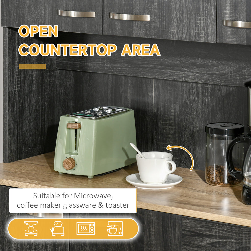 Tall Wooden Pantry Cabinet with Drawers and Cupboards, 101x39x180 cm, Black