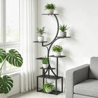 Outsunny 8-Tier S-Shaped Plant Stand for Indoor and Outdoor Use, Metal, 74 x 26 x 158.5 cm, Black