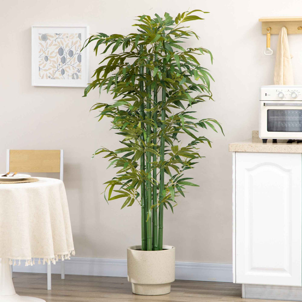 HOMCOM Artificial Bamboo Plant, 180cm Realistic Fake Plant with Decorative Pot for Living Room and Bedroom, Green