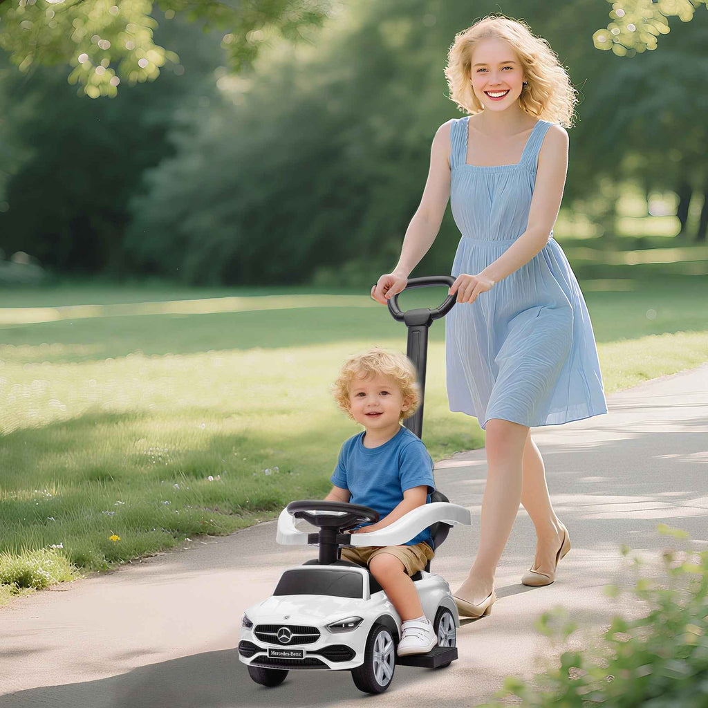 AIYAPLAY Ride-On Car for Children 1-3 Years Old Convertible into Stroller with Mercedes License, 91x40x83 cm, White