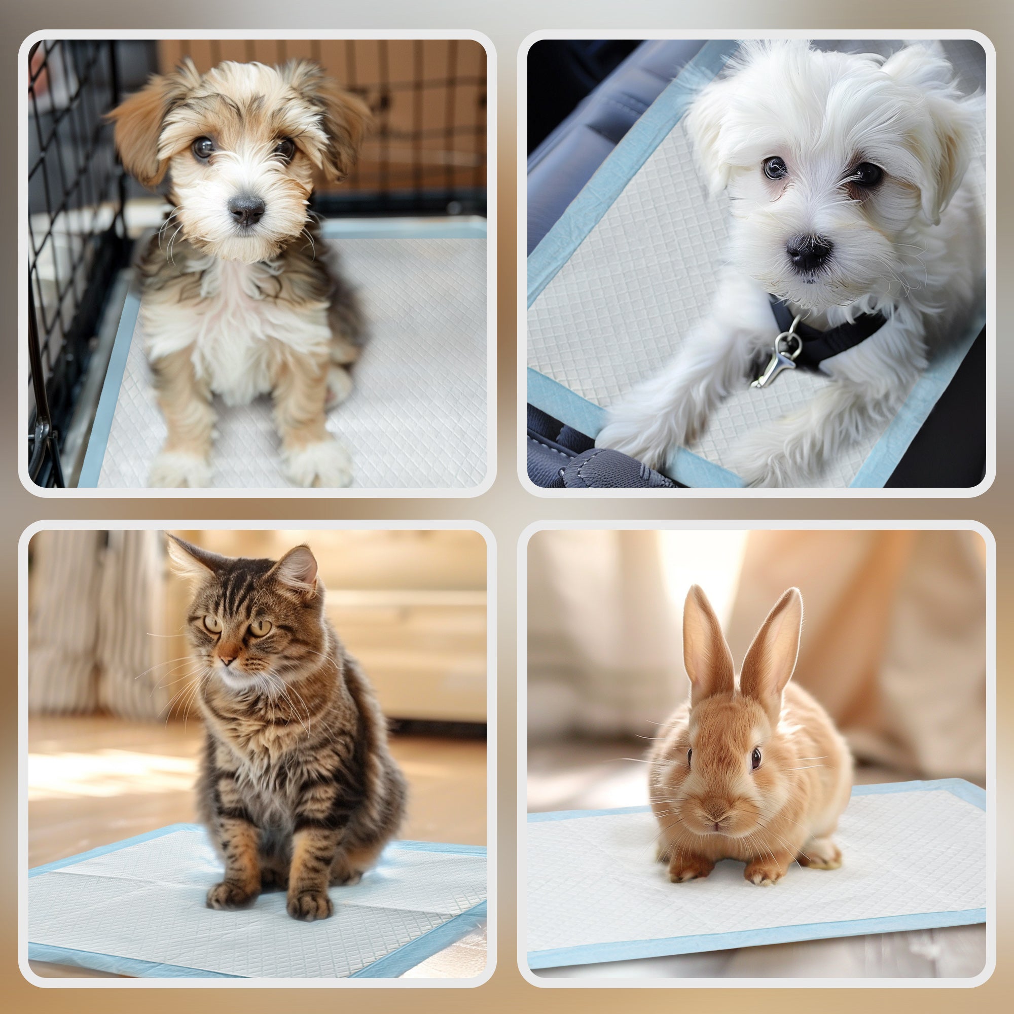 Set of 80 6-Layer Non-Woven, Paper, and PE Dog Toilet Pads, 60x60 cm, Blue and White