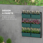 Outsunny 3-Tier Wall-Mounted Vertical Vegetable Garden with 6 Pots, Steel and Plastic, 52x14x66 cm, Green