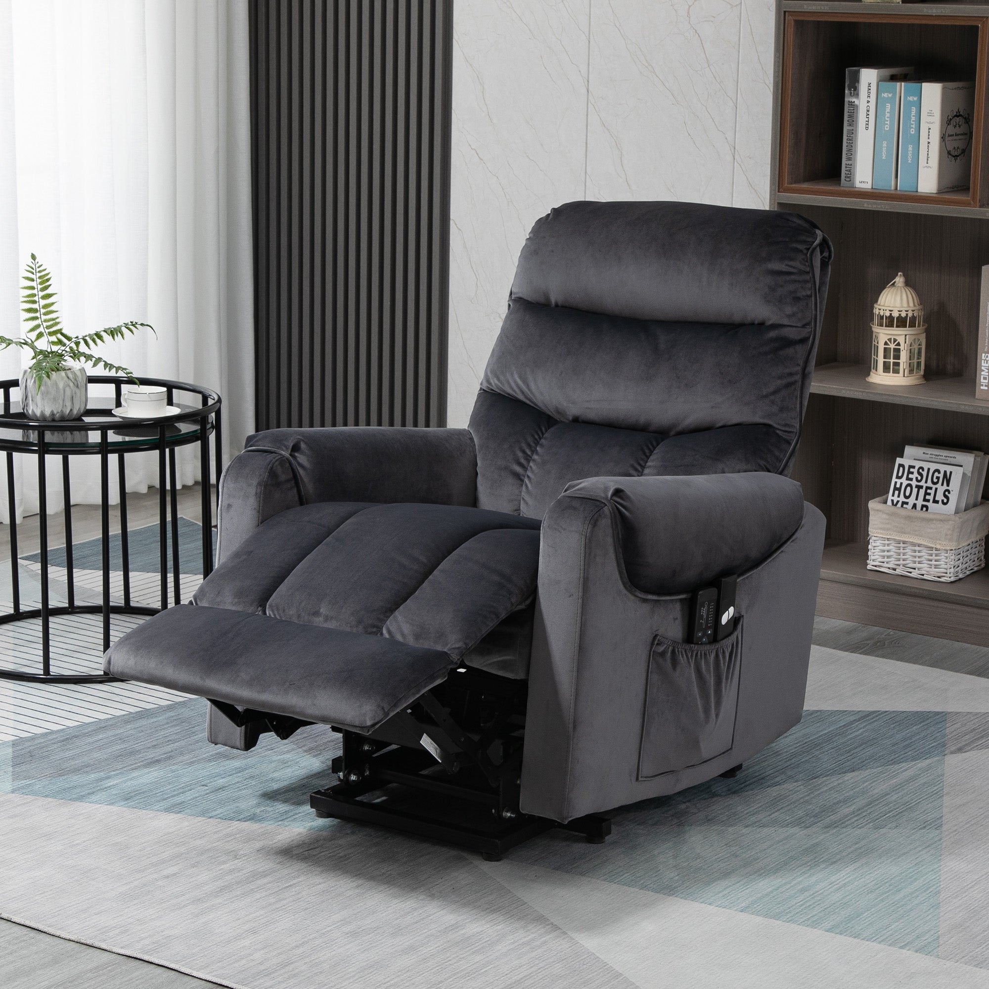 Reclining Relax Chair, 135 ° Massage and Lift with Remote Control, 79x97x103cm, Grey - Borgè