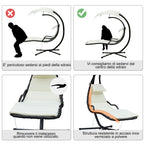Hanging Garden Lounger, Padded Outdoor Hanging Lounger with Canopy, Cream 190x115x190cm