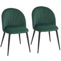 HOMCOM Set of 2 Velvet Shell-Back Dining Chairs, 52 x 55 x 79 cm, Dark Green