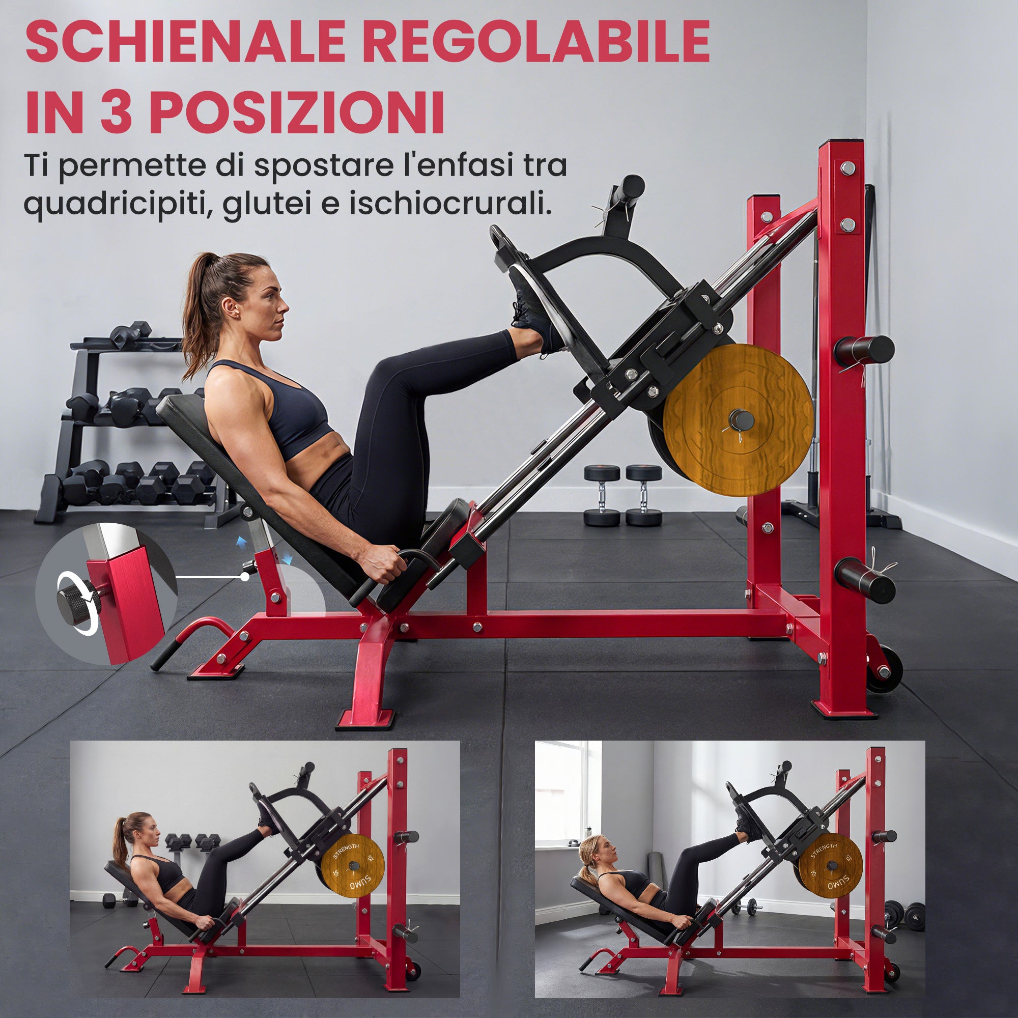 Leg Press Machine with Wheels, Adjustable Leg and Squat Machine