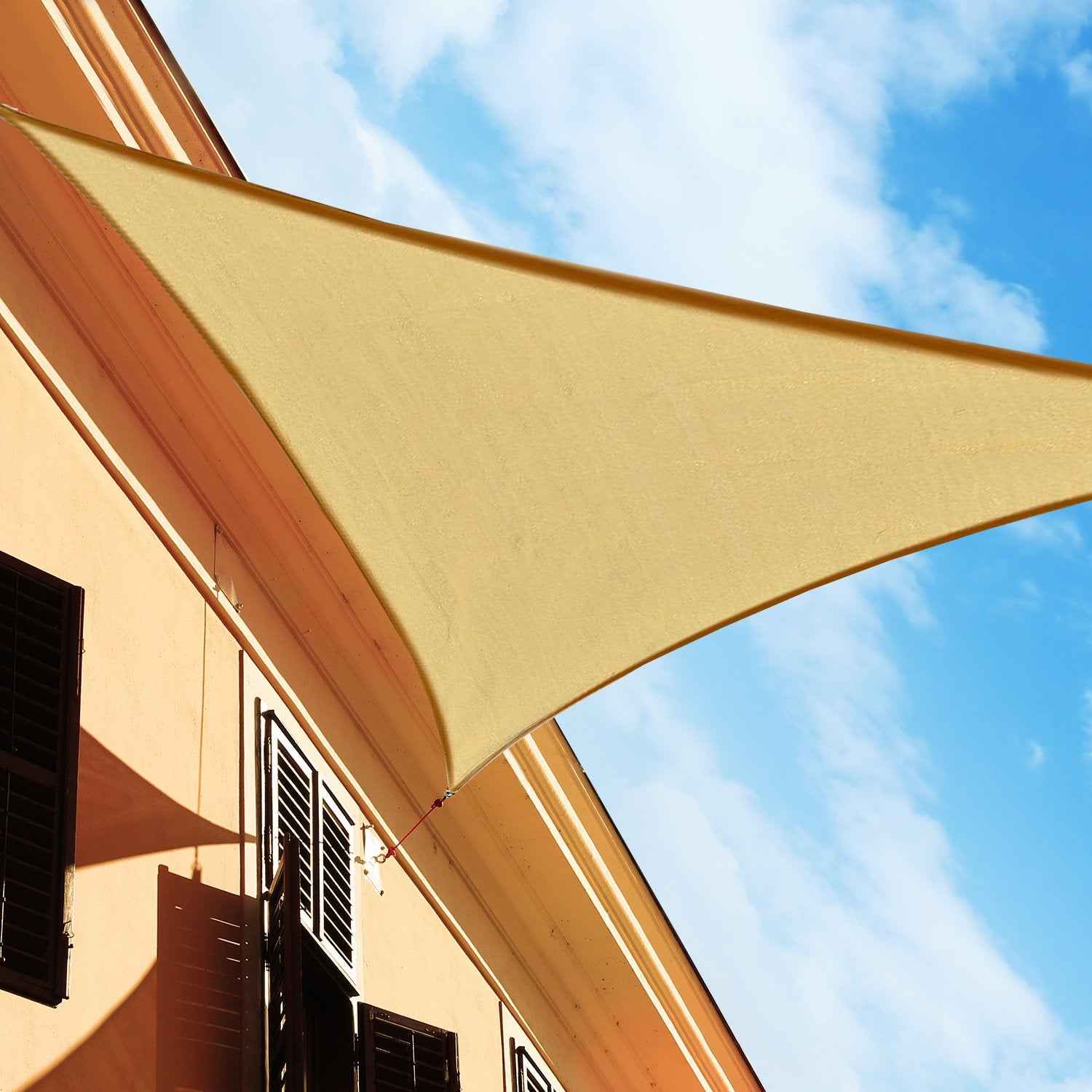 Outsunny Triangle Sun Shade Sail, Sun Protection for Garden, Balcony, Terrace, Anti-UV, 4x4x4 m, Beige