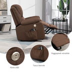 HOMCOM Reclining Lift Chair with Footrest, in Linen Effect Fabric, 87x92x105 cm, Coffee - Borgè