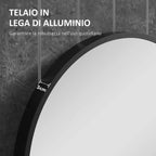 Oval Wall-Mounted Bathroom Mirror with Aluminum Frame, Vertical or Horizontal, 40x70cm, Black