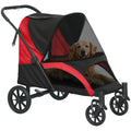 Large Dog Stroller Foldable with Mesh Windows, Cushion and Leashes, 124x67x100 cm, Black