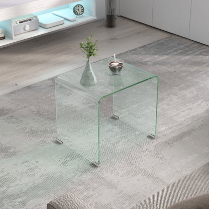 Modern Tempered Glass Coffee Table for the Living Room with Monobloc Design, 50x40x45 cm, Transparent