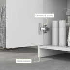 Space-Saving Bathroom Column with Cabinet and 2 Open Compartments, 30x30x160cm, White