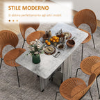 Folding Table with 2 Drawers and Cabinet, 6 Wheels and Brakes, 120x60x76.5 cm, Wood and Rock Grey