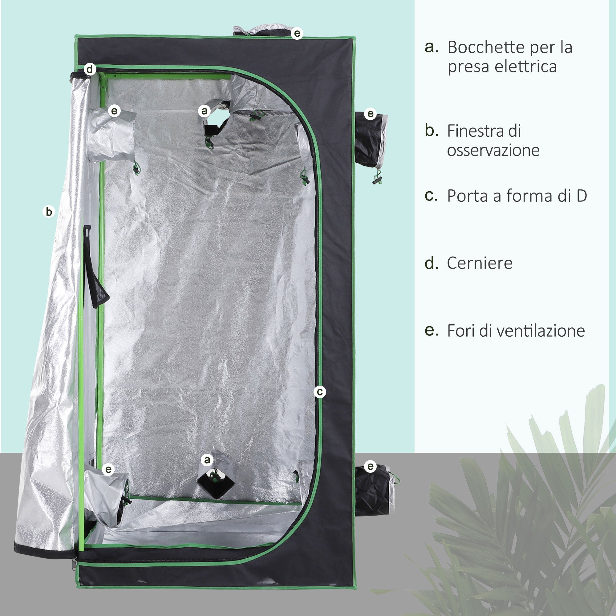 600D Oxford Hydroponic Tent with 5 Adjustable Vents and Window, Hydroponic Growing Greenhouse with Cable Hole for Indoor, 80x80x160cm, Black