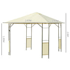 Gazebo 3x3 m with Reinforced Canopy and 4 Screws, Powder-Coated Steel, Black and Cream