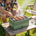 Outsunny Portable Charcoal Barbecue with Built-in Fan for Outdoor Use, Light Green