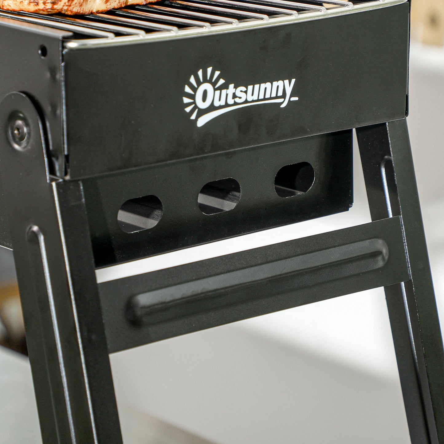 Outsunny Portable Charcoal Barbecue with Folding Legs and Removable Tray, 74x20x38cm, Black - Borgè