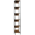 HOMCOM 6-Shelf Bookcase, Brown Wood Finish