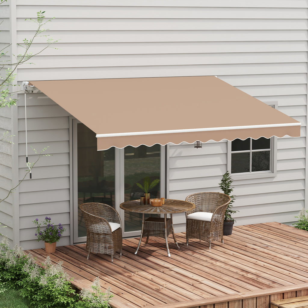 Outsunny Outdoor Awning with Crank Arms, 350x250 cm, Brown