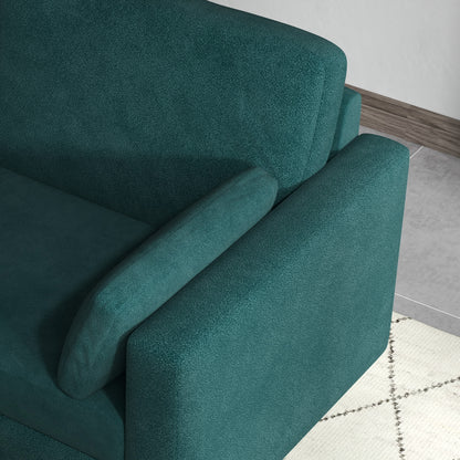 Homcom Velvet 3 -seater sofa with cushions and padded seat, 178x82x85cm, dark green - Borgè