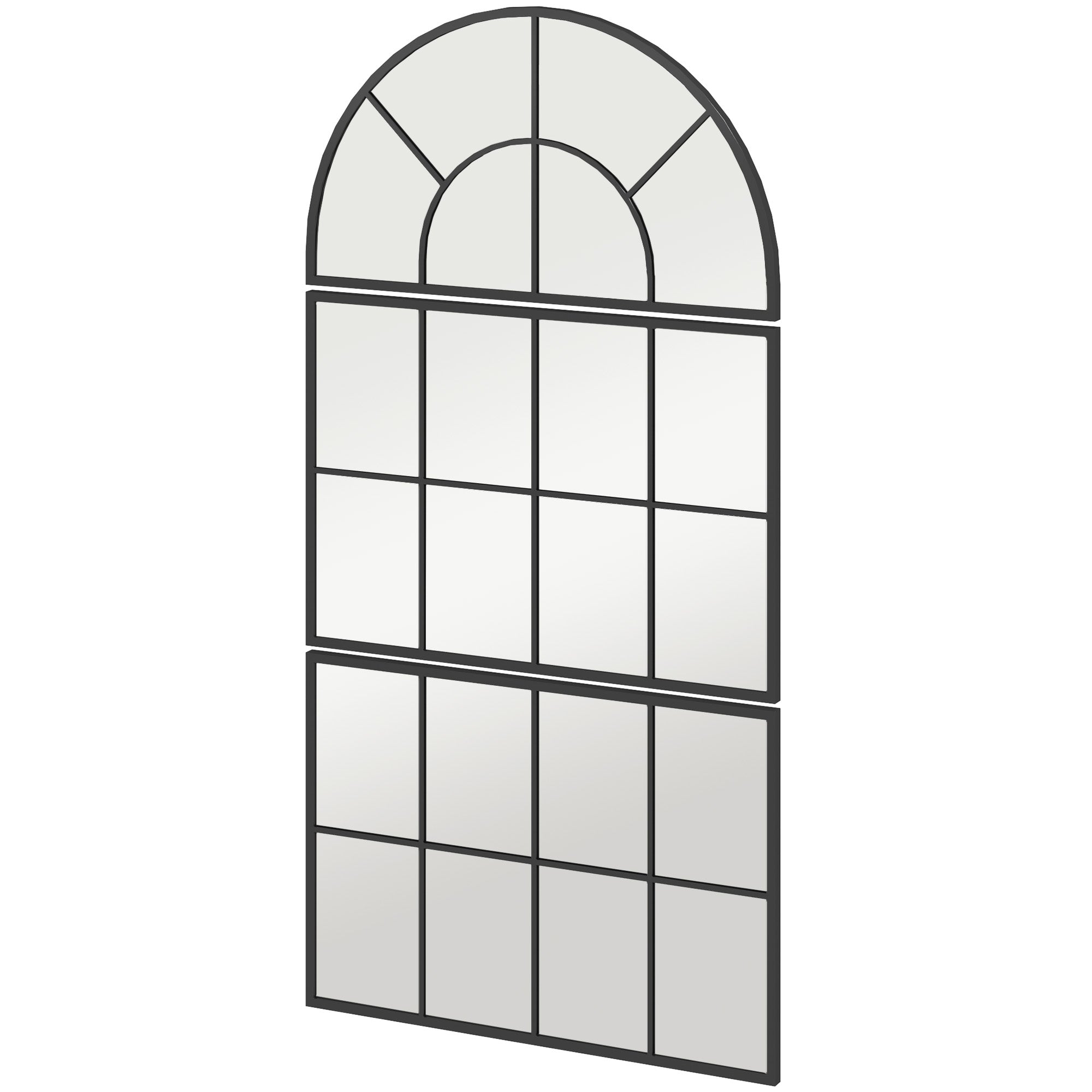 Arched Window Style Wall Mirror for Bedroom and Entrance, 76x43cm, Black