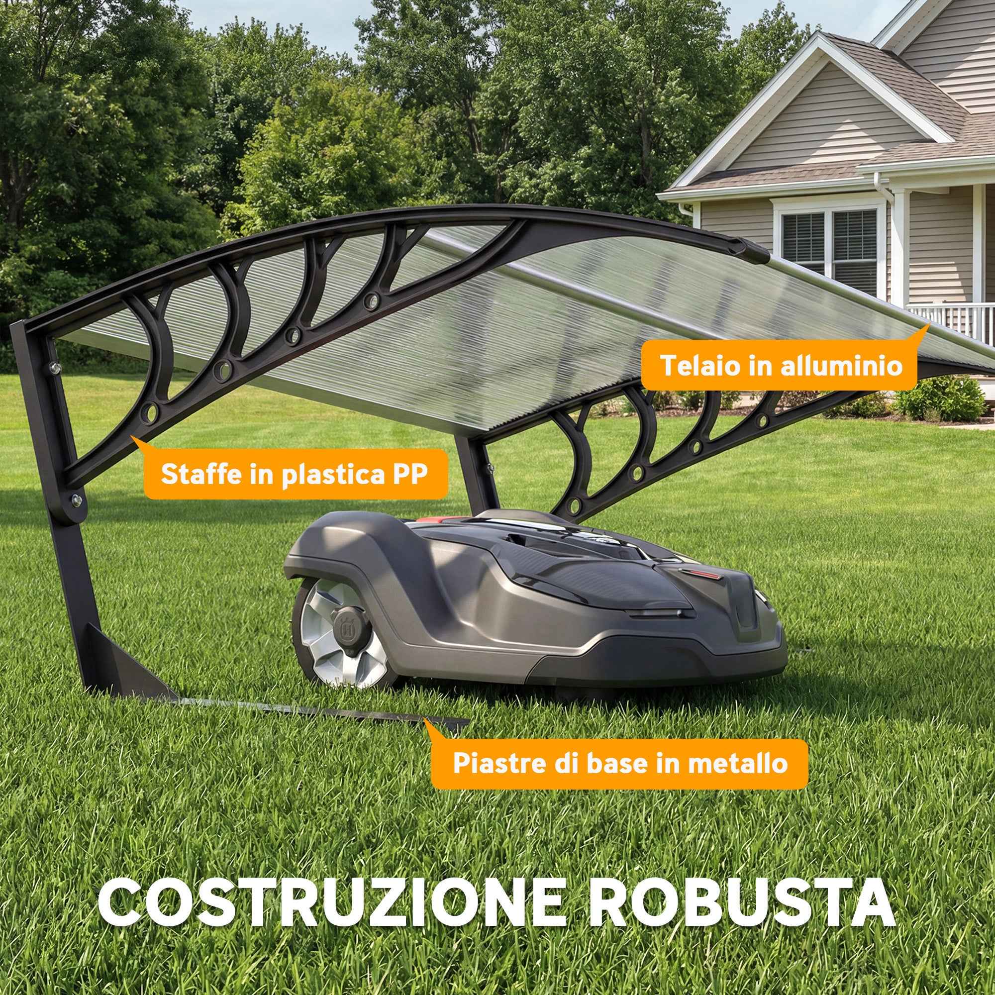 Outsunny Waterproof and UV 30+ Outdoor Lawn Mower Shelter, Aluminum, 100x81x43 cm, White