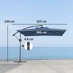 Outsunny 3x3.25m 360° Adjustable Off-Center Garden Umbrella, Light Blue