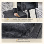 Scratching Tree for Cats with Sisal Poles, Bed and 2 Houses, 59x39x83cm, Dark Gray