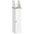 kleankin Bathroom Cabinet Space-Saving Toilet Paper Holder with Cabinet and Adjustable Shelf, 18x20x80 cm, White