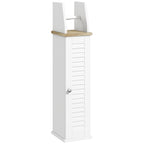 kleankin Bathroom Cabinet Space-Saving Toilet Paper Holder with Cabinet and Adjustable Shelf, 18x20x80 cm, White