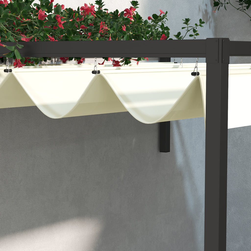 Outsunny Pergola Gazebo 3x2 m with Retractable Canopy and Drainage Holes in Steel and Polyester, Cream
