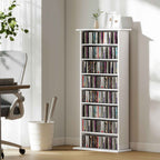 HOMCOM CD Storage Rack with 6 Adjustable Shelves, 360 CDs/185 DVDs Capacity, 58x24x124.5 cm, White
