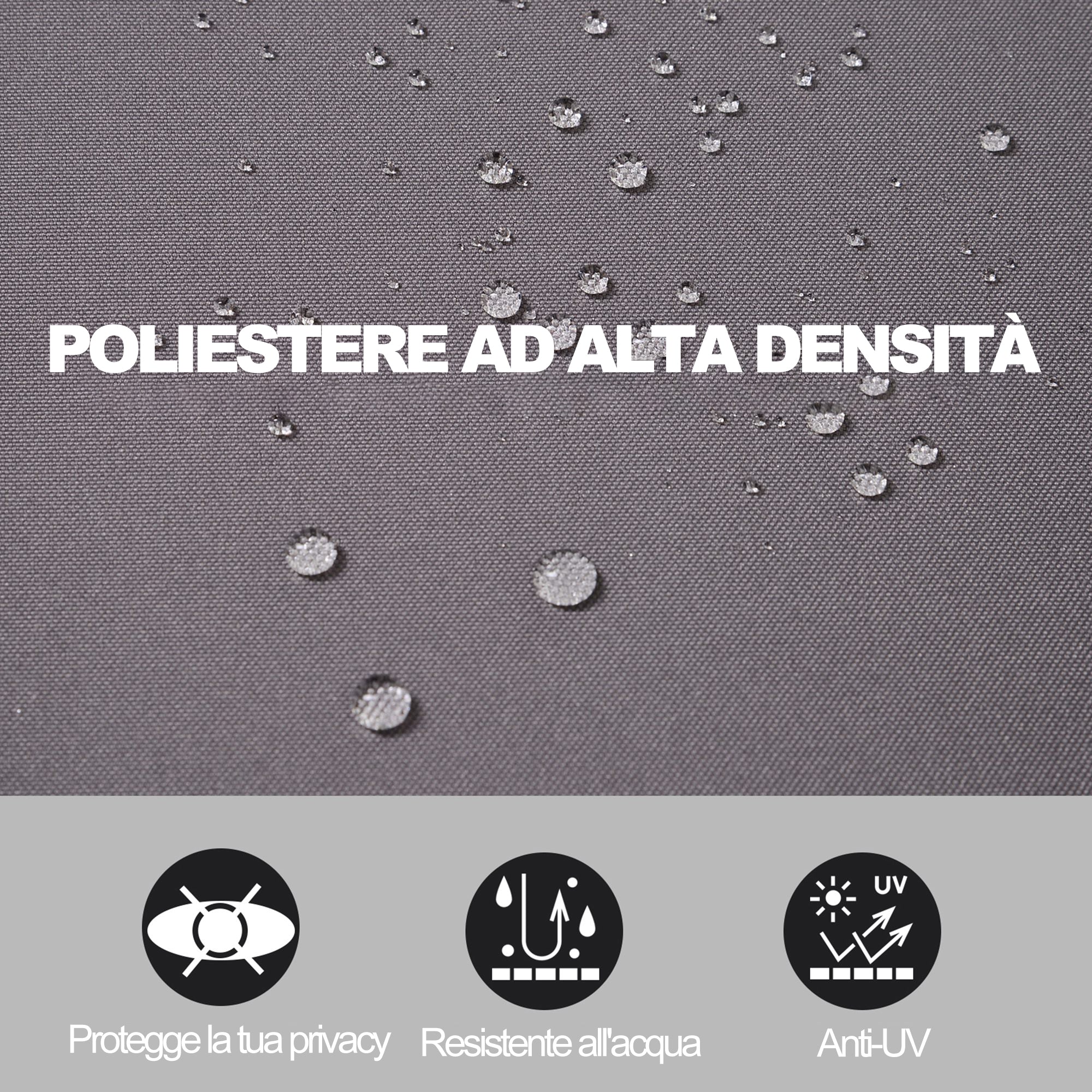 3x1.6m Aluminum and Waterproof Anti-UV Polyester Side and Roll-Up Awning for Wind/Privacy