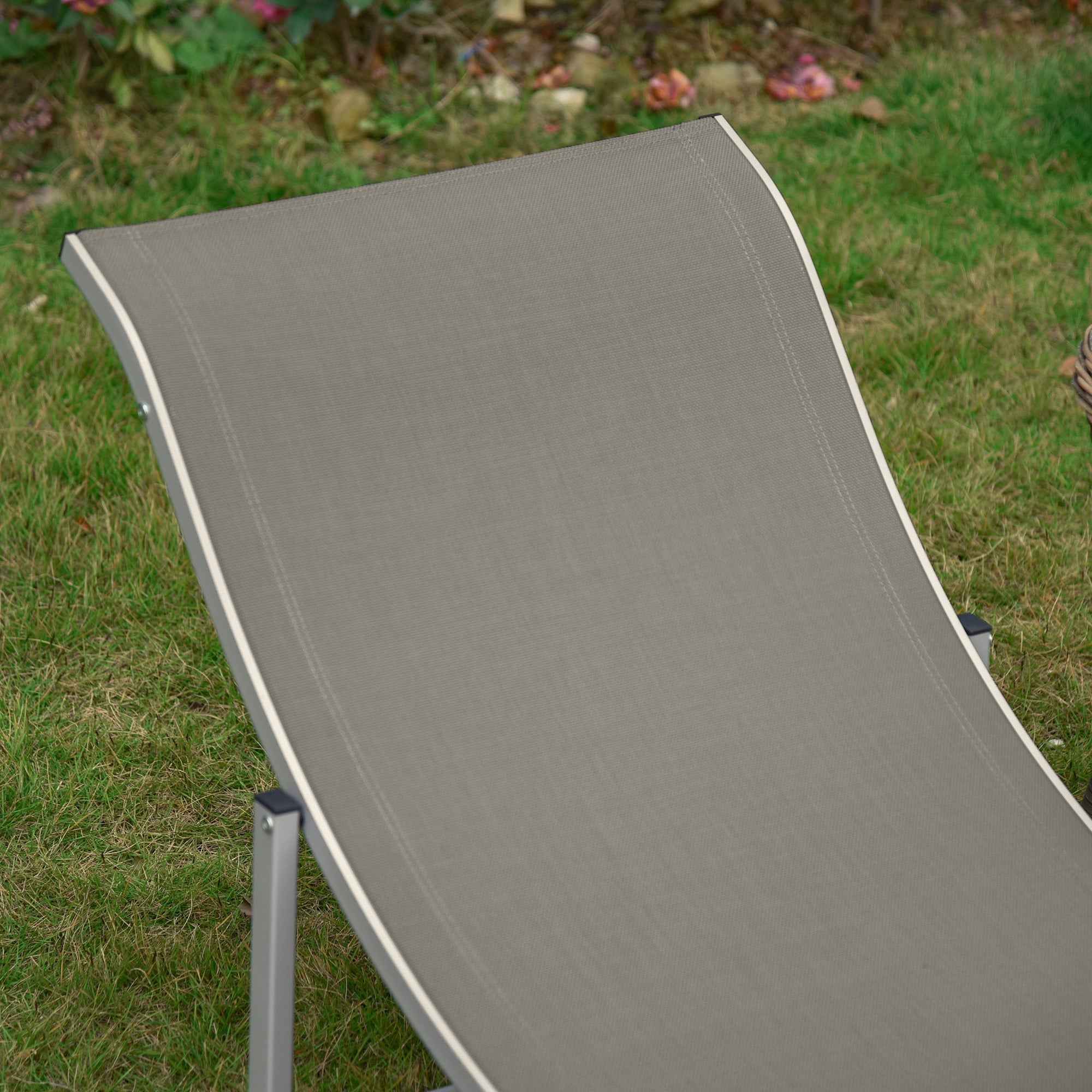 Outsunny Set of 2 Folding Garden Loungers, Aluminum and Textilene Sun Lounger, 61x165x63cm