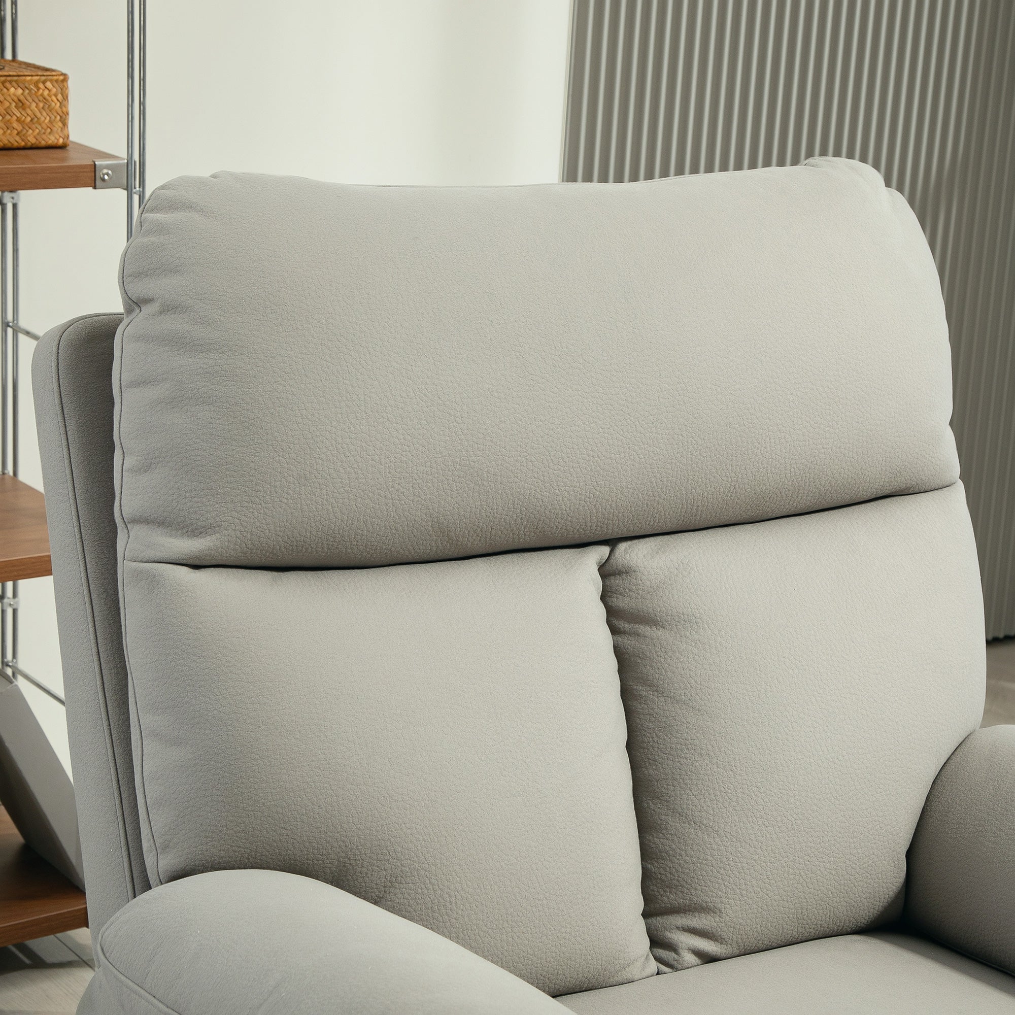 140° Reclining Chair with Footrest, in Microfiber, Foam and Metal, 84x91x102 cm, Grey