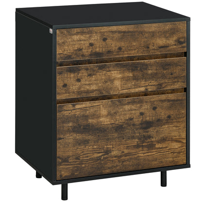 Chest of Drawers with 3 Drawers in Chipboard in Rustic Style, 60x45x75cm, Brown and Black