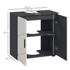 kleankin Bathroom Vanity Unit for Pedestal with Cabinet 2 Doors, 60x30x60cm, Gray - Borgè