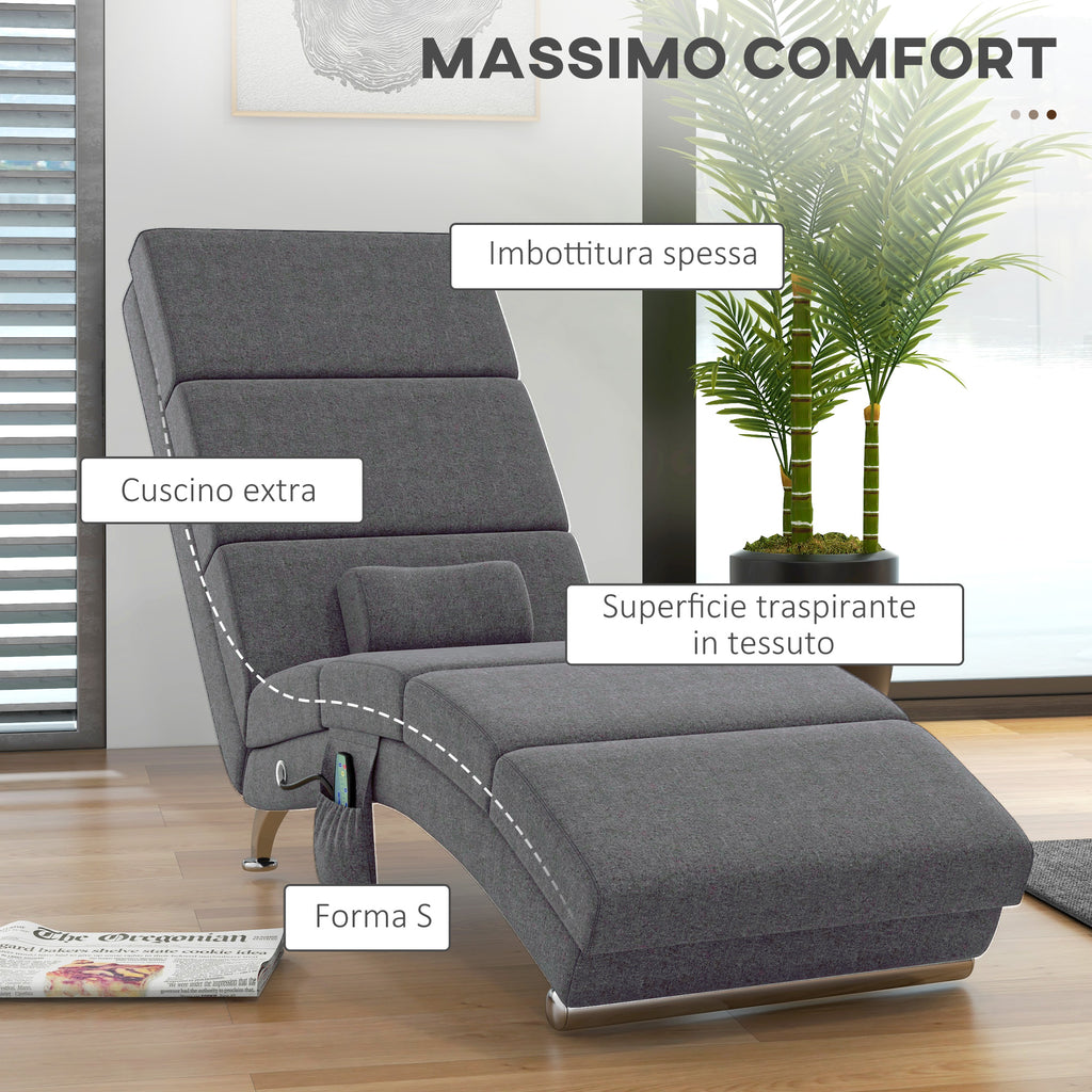 Massage Chair with 8 Vibration Points and Heating, 5 Modes, Timer and Remote Control, Grey