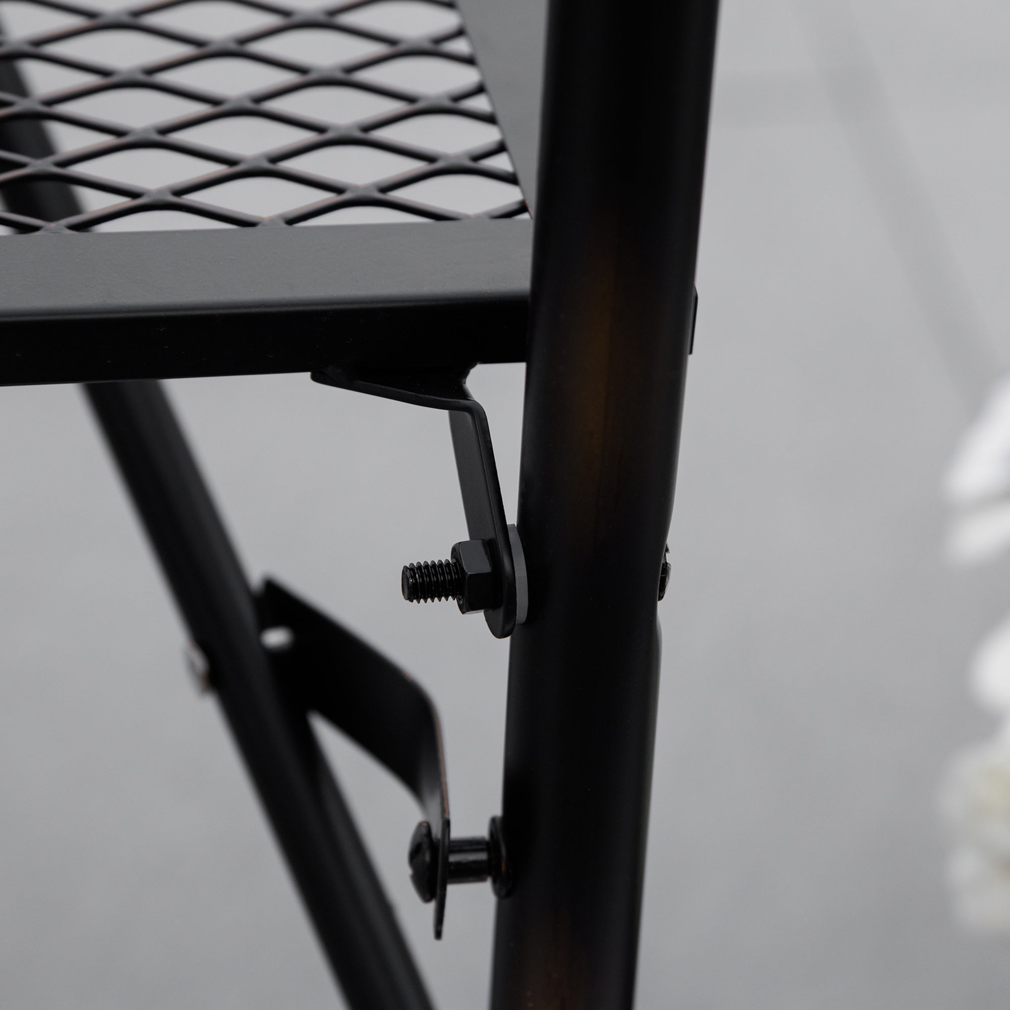 Folding and Adjustable Metal Railing Table, 60x60x57-72cm, Black