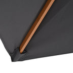 2x3m Wooden and Bamboo Garden Umbrella with 8 Ribs and Polyester Cover, Dark Grey