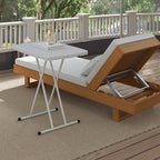 Folding Garden Coffee Table with Adjustable Height, Metal and HDPE, White
