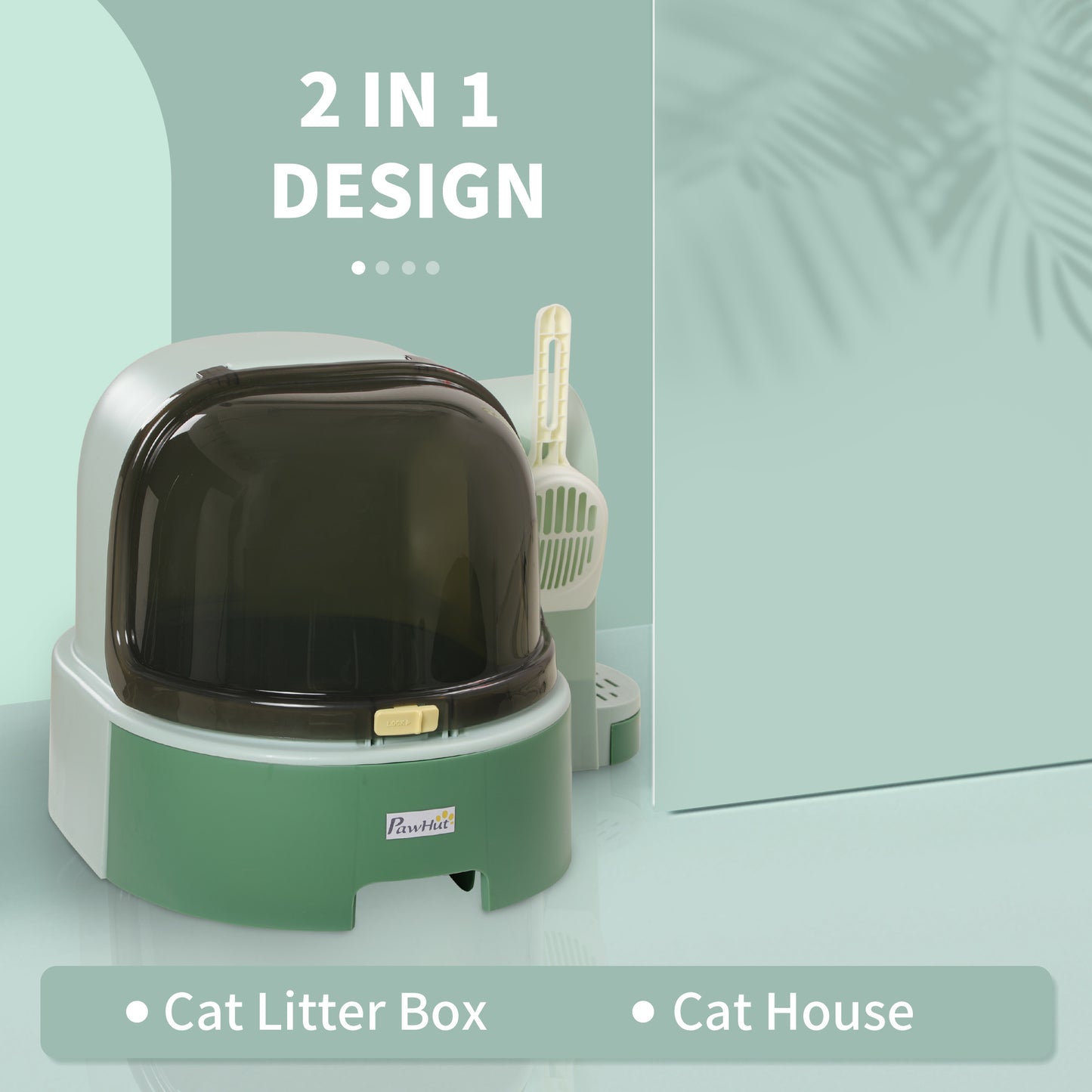 PAWHUT CLOSED CAT WITH WITH OABLE COVER AND PUBLISHING TONE, 52x60x42cm, Green - Borgè