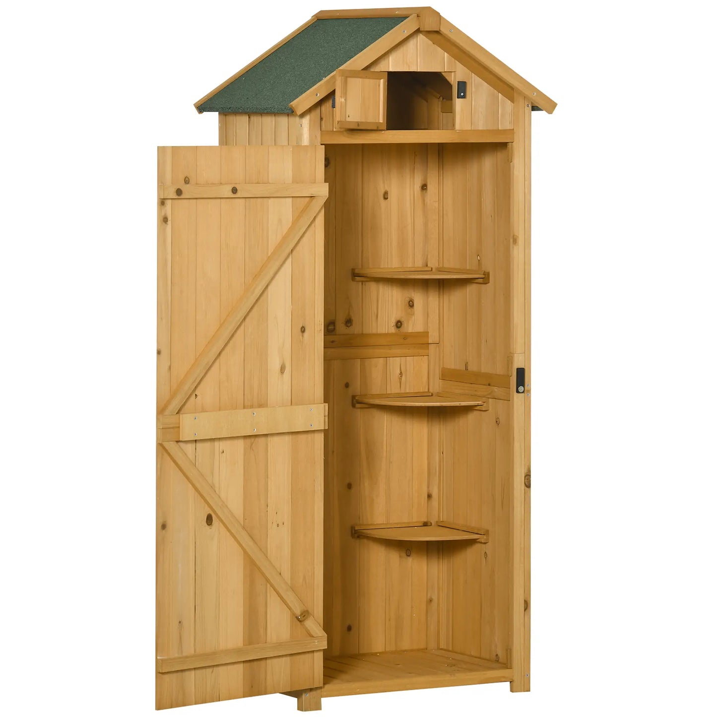 Waterproof Wooden Garden Storage Shed, 77x54. 2x179cm - Yellow